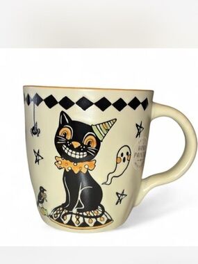 Handpainted Eli and Ana mug Vintage-Style Black Cat NEW